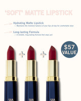 3-Pc. Matte Lip Trio Set M160 Merlot Red